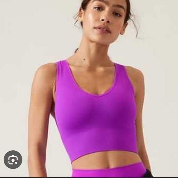 Athleta Tops - Athleta Aurora Crop Rib Tank Gem Purple V-Neck Seamless Yoga Top Womens Small